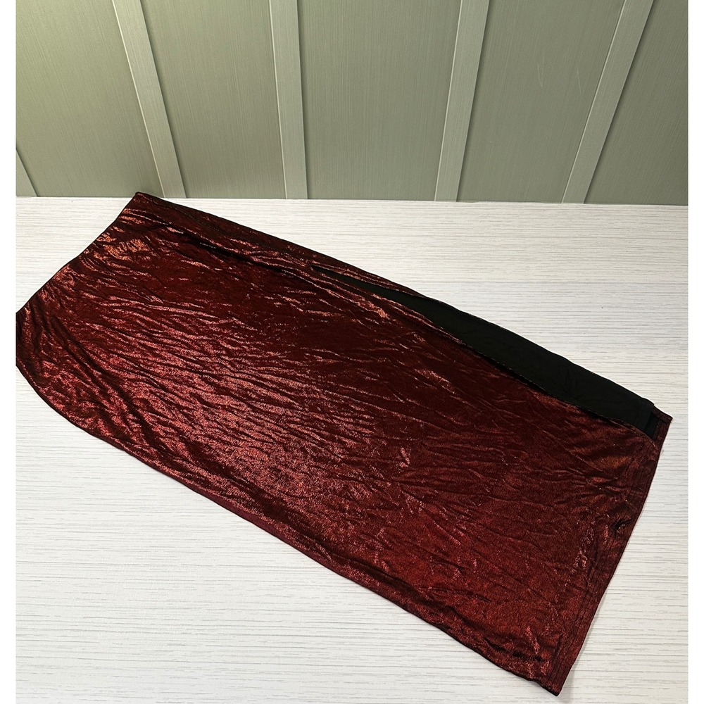 Cupshe Metallic Red Crinkle Tube Top Strapless Shimmer Party Top Burgundy Medium